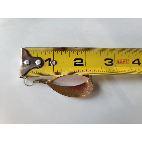 Dangling Pink Enamel Gold Tone Metal Pierced Earrings Vintage Costume Jewelry - Picture 8 of 10